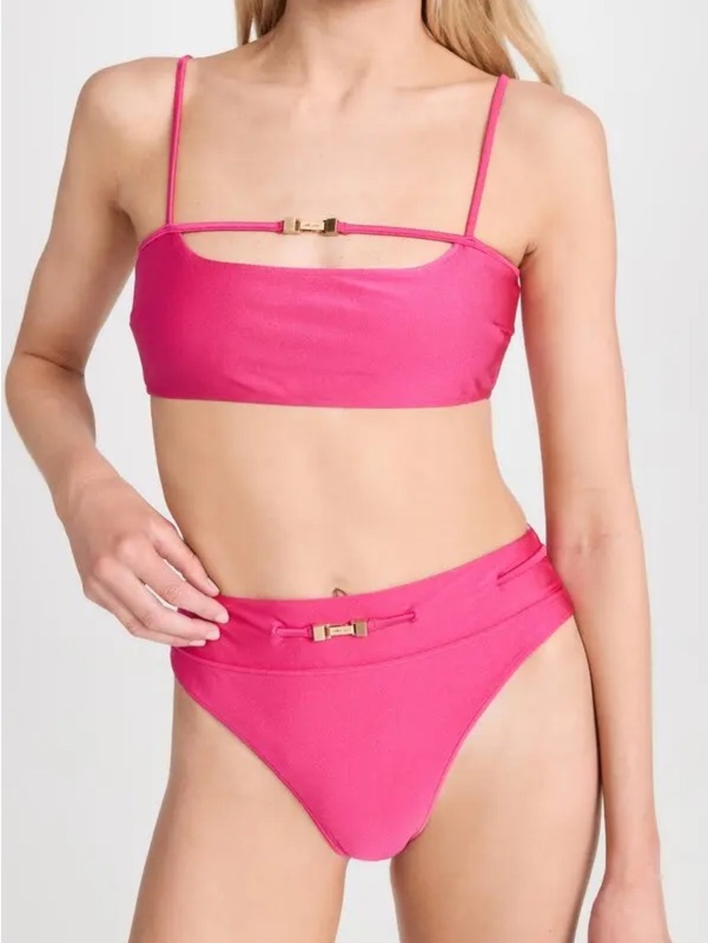 Cult Gaia Betty Bikini Top & Bottom, Dragonfruit Pink, Size Small, NWT